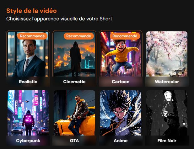 Styles d'images variés